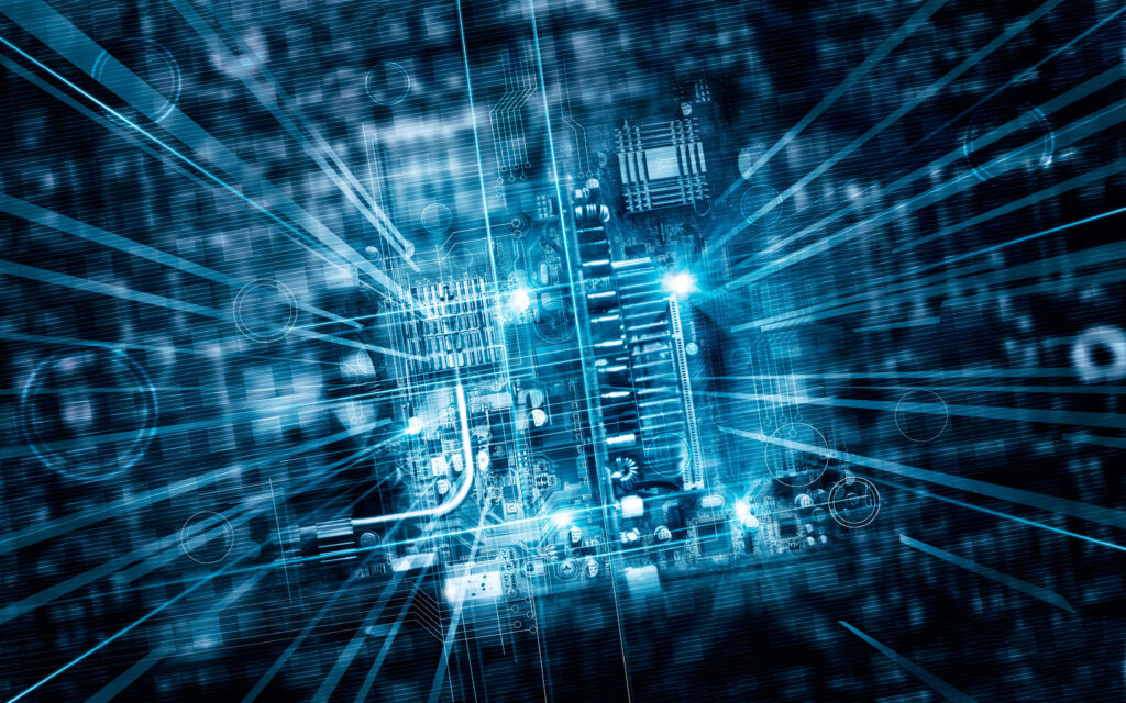 Futuristic looking electronic circuit board