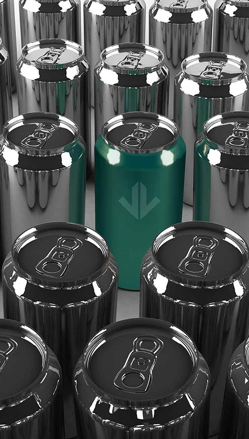 Image of lots of silver cans and a green can in the middle with Jon Lee Logo on it