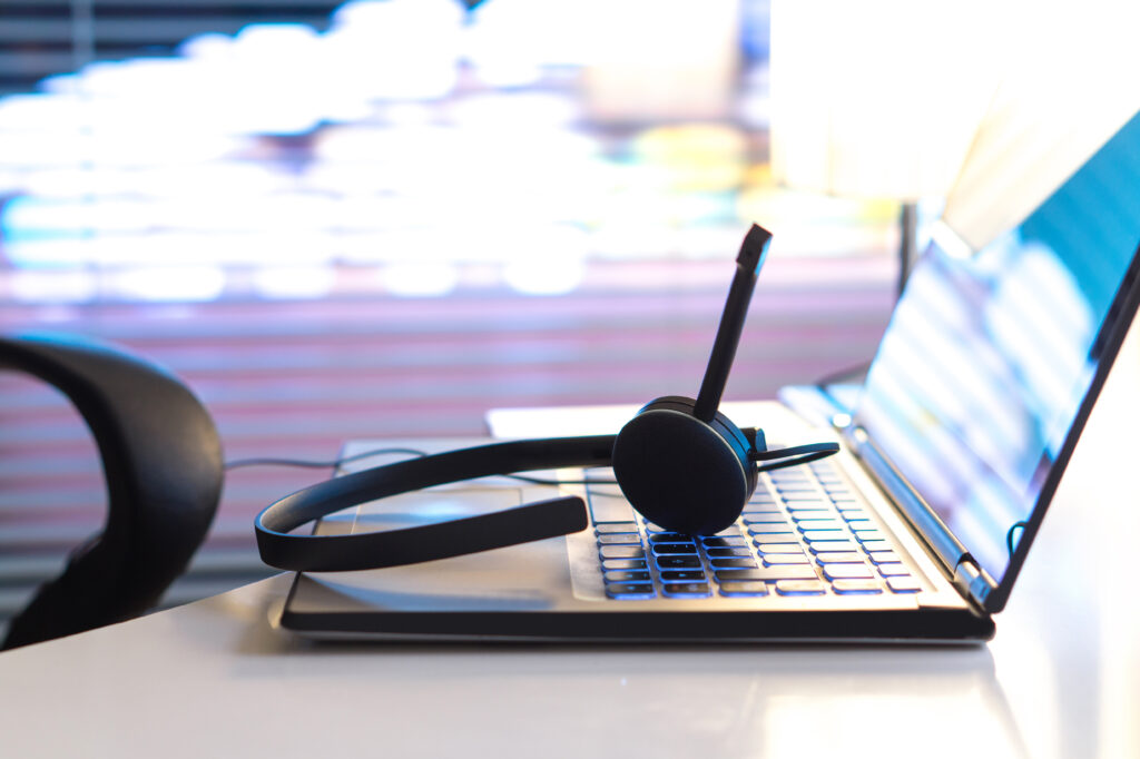 Sales and Marketing recruitment laptop and headset
