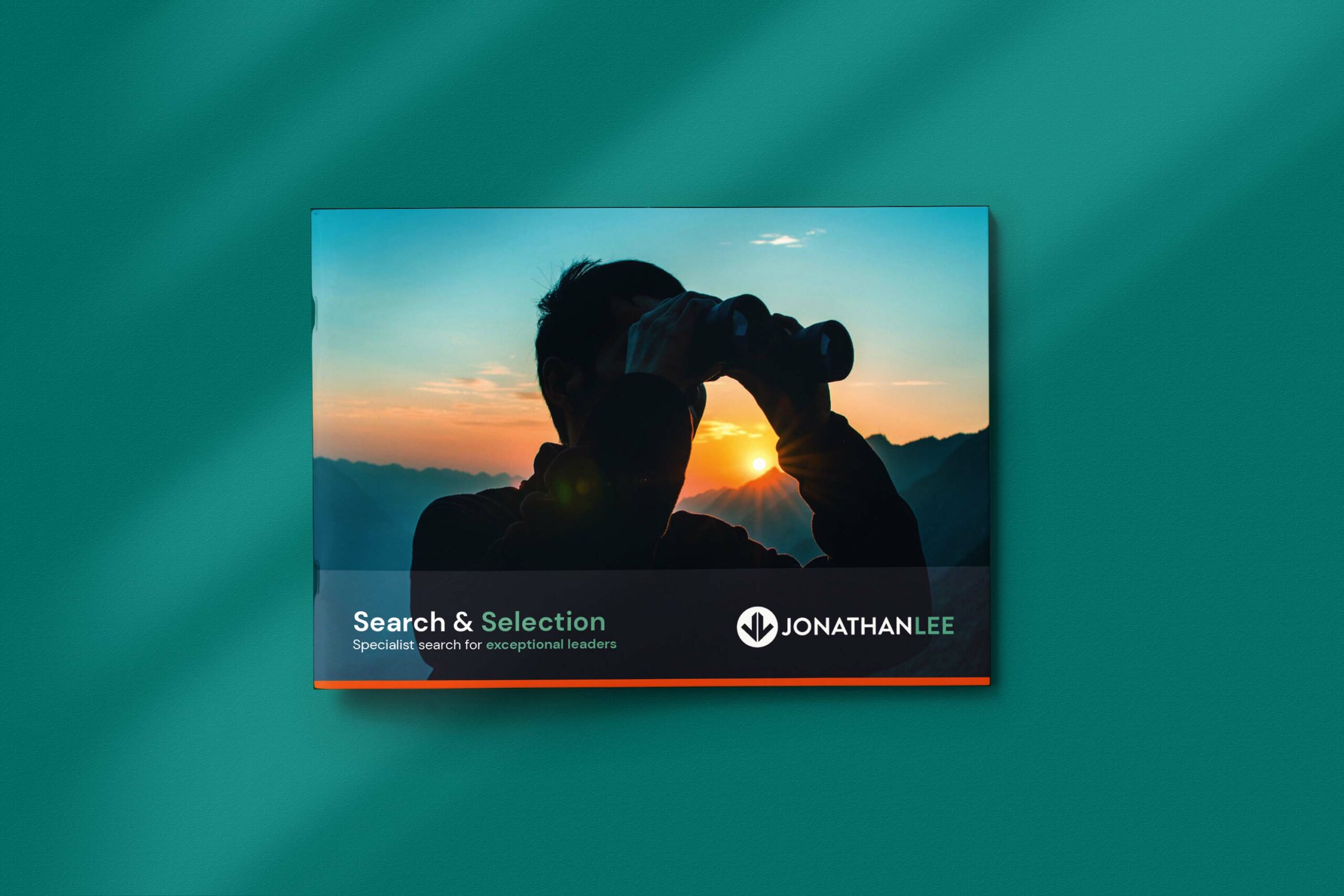Jonathan Lee Search & Selection brochure with dark green background