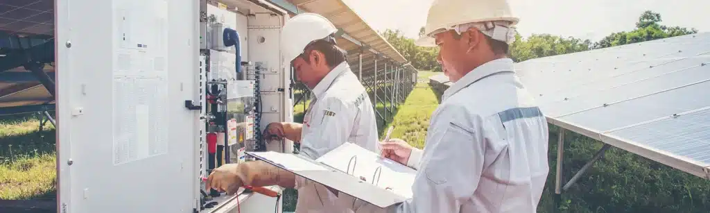 Images of two people working in energy