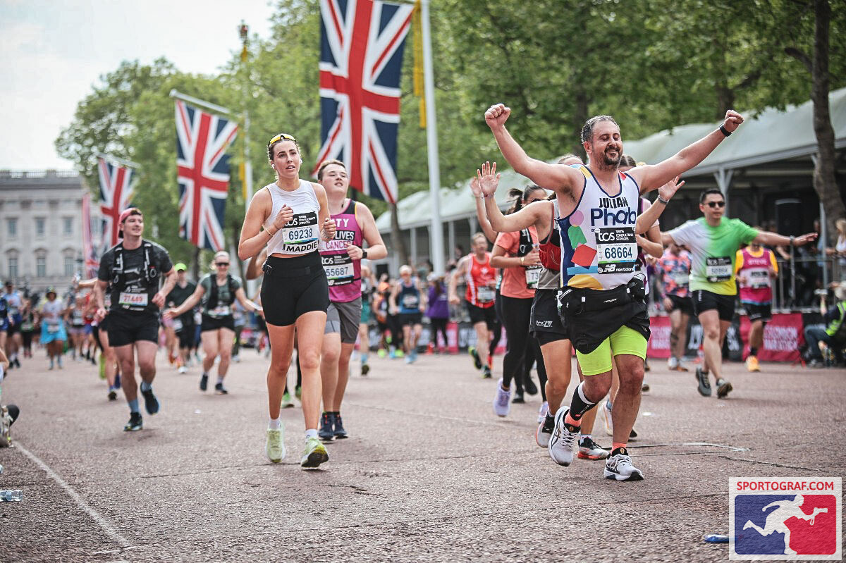 Julian Ball completing London Marathon